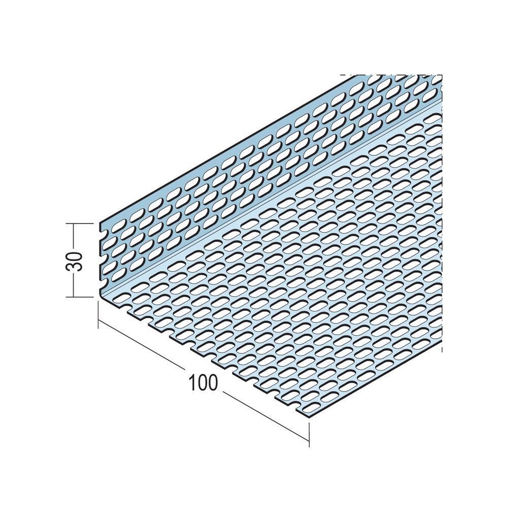 Certifix Ventilated Profile Angle Double Sided Oval Perforation 30 x 100mm Aluminium Natural