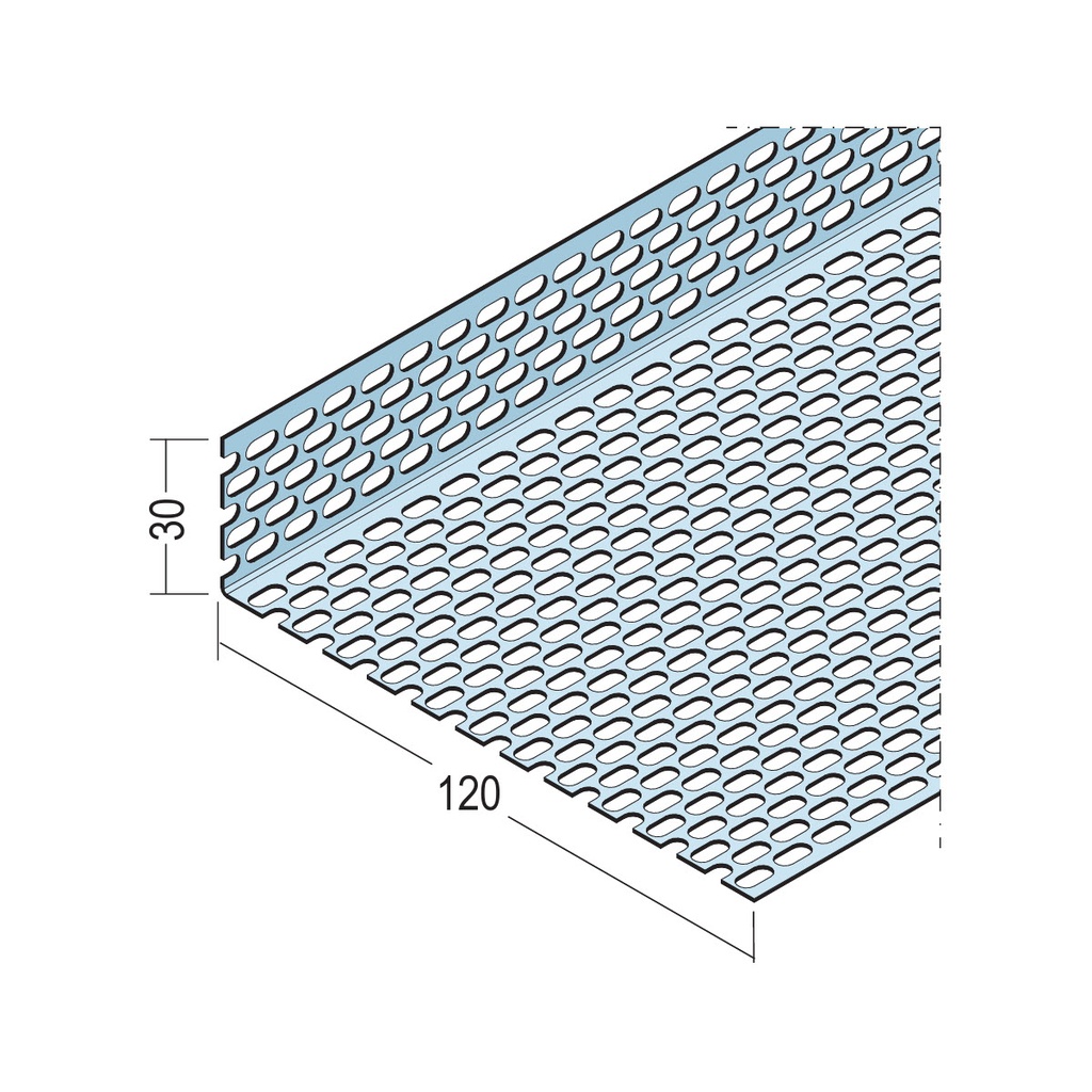 Certifix Ventilated Profile Angle Double Sided Oval Perforation 30 x 120mm Aluminium Natural