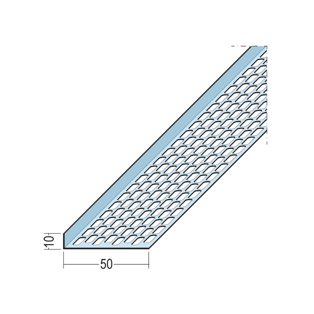 Certifix Ventilated Profile Angle One Sided Oval Perforation 10 x 50mm Aluminium Natural