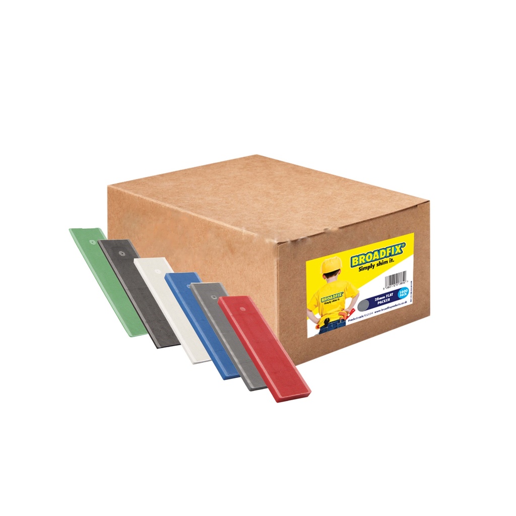 BROADFIX Assorted Flat Shim 100 x 28mm (1-6mm). Box of 1000