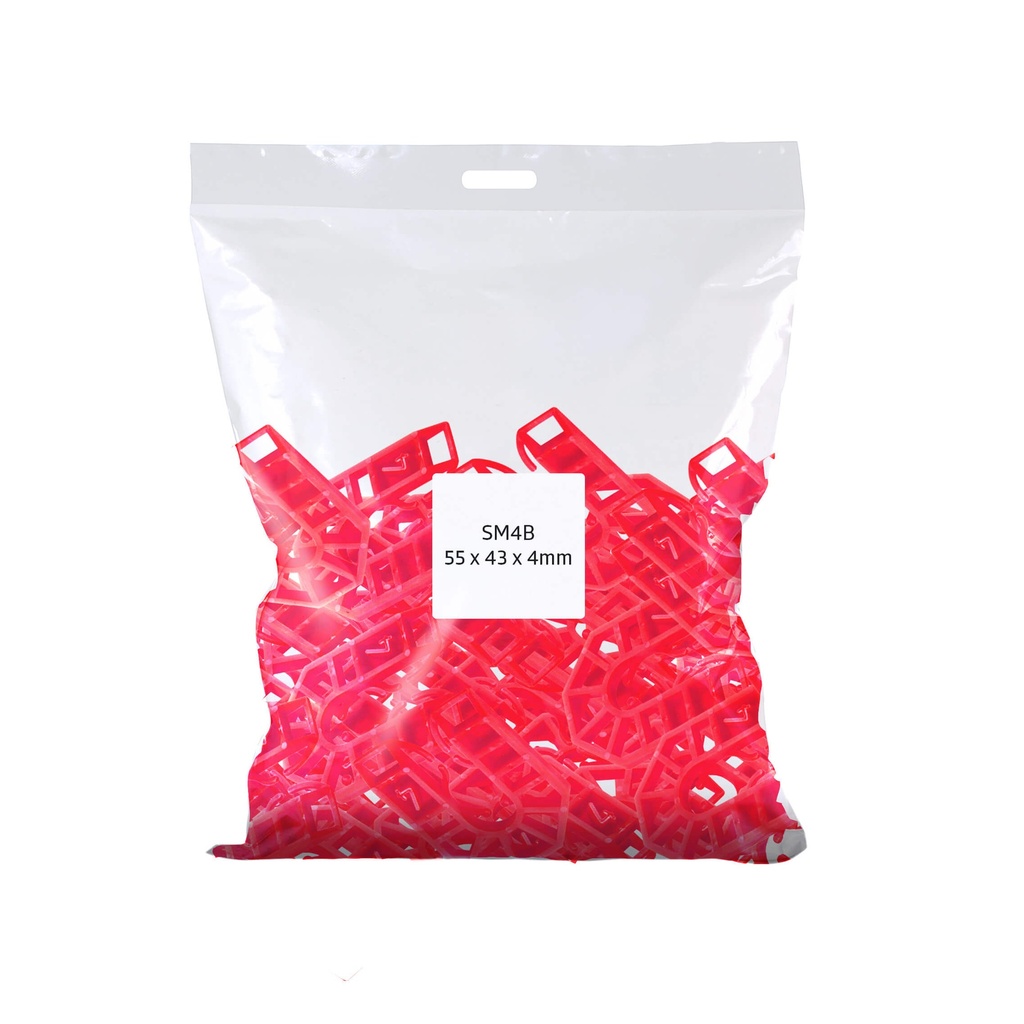 BROADFIX Small U Shims 55 x 43mm 4mm Red. Bag of 200