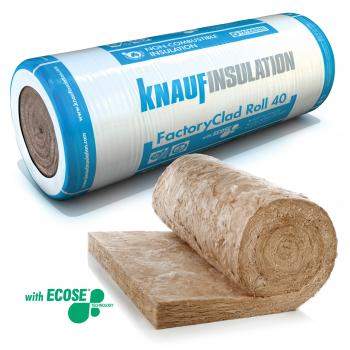 Knauf glass FactoryClad Roll 40 11.25m x 1200mm x 100mm [Pack of 13.5m²]